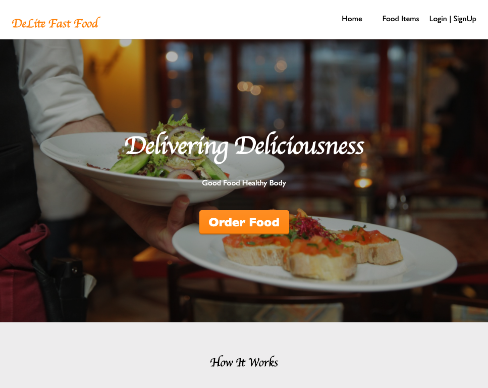 Food Delivery Web App for a Restaurant