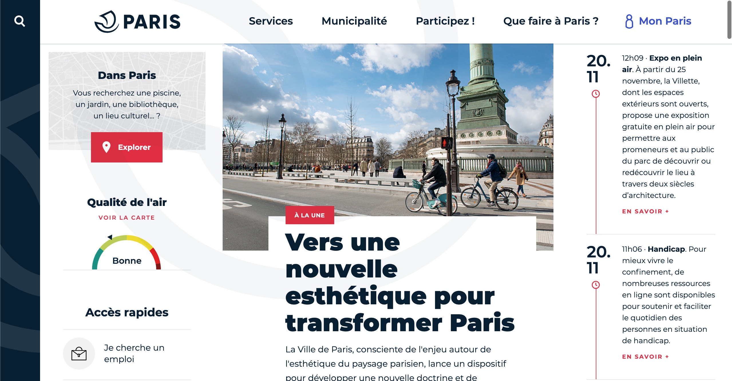City of Paris main website (https://paris.fr/)