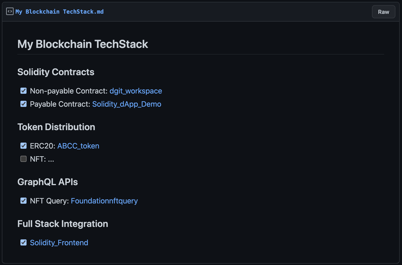 My Blockchain TechStack