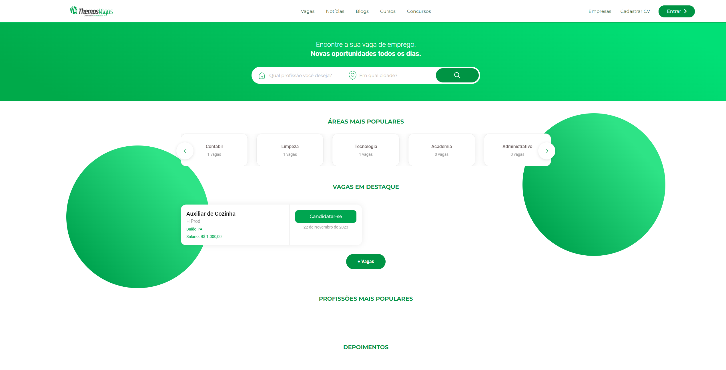 Novo sistema do Themos Vagas